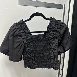 Buddy Love Black Puff Sleeve Smocked Blouse